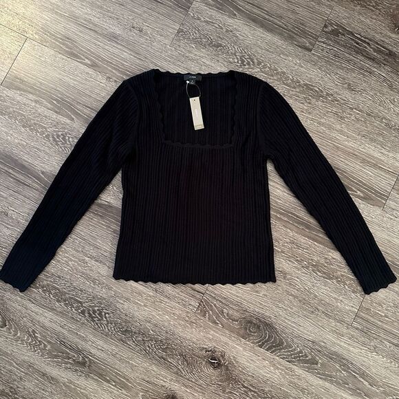 J. Crew Scalloped squareneck pointelle sweater New - Picture 1 of 8